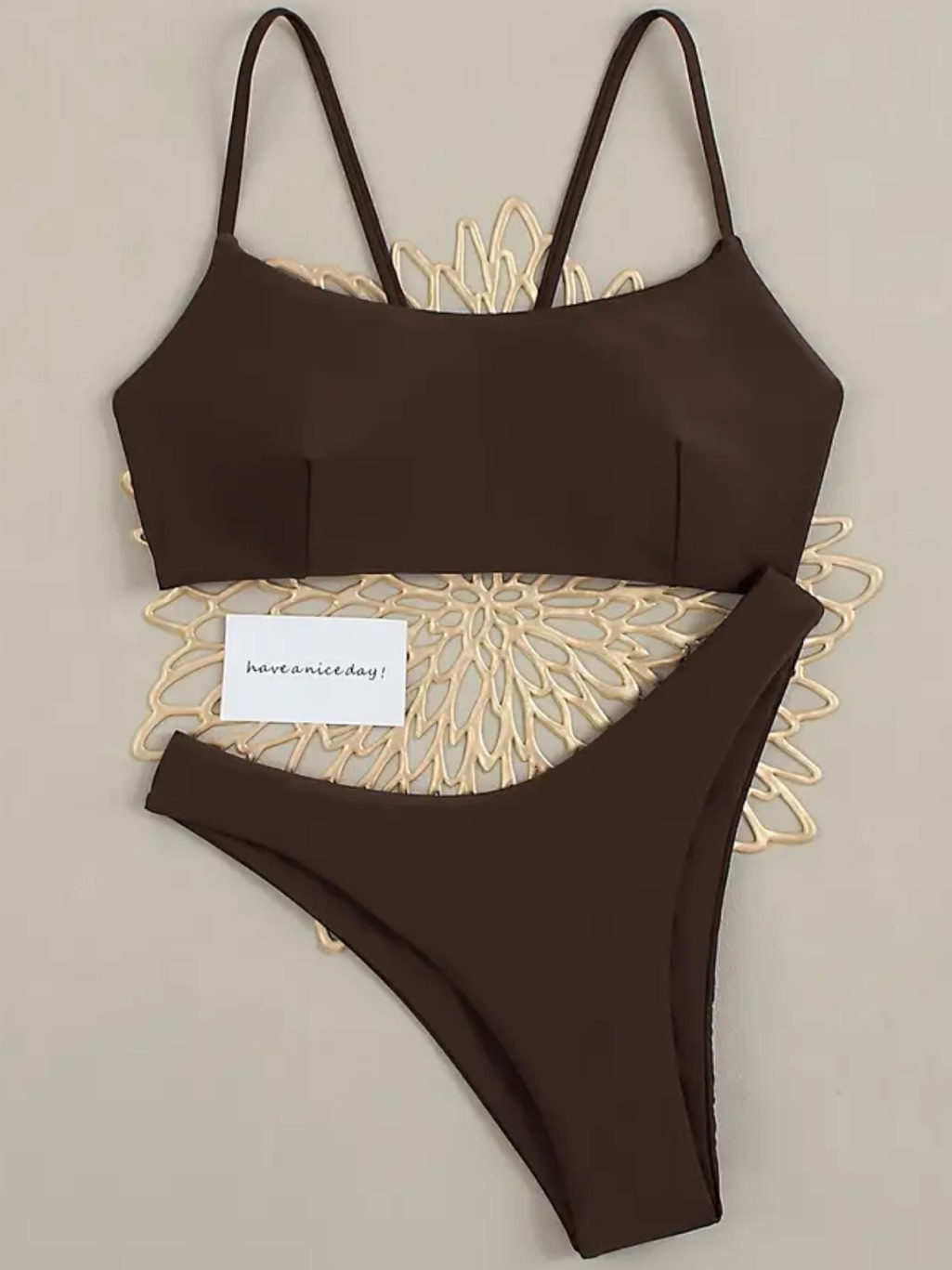 New Chocolate 2-Piece Adjustable Top Swim Set